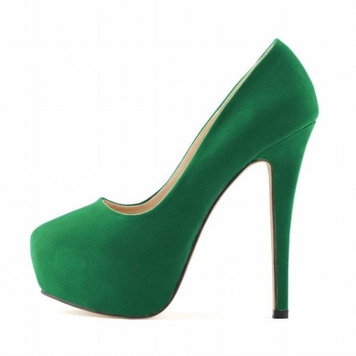Big Size High Heels Cross-dresser Unisex Men's Hot Drag Queen Party Court Shoes Flock Concealed Pumps Platform Pointed Toe Plus SM Gay  Shoes 38 green