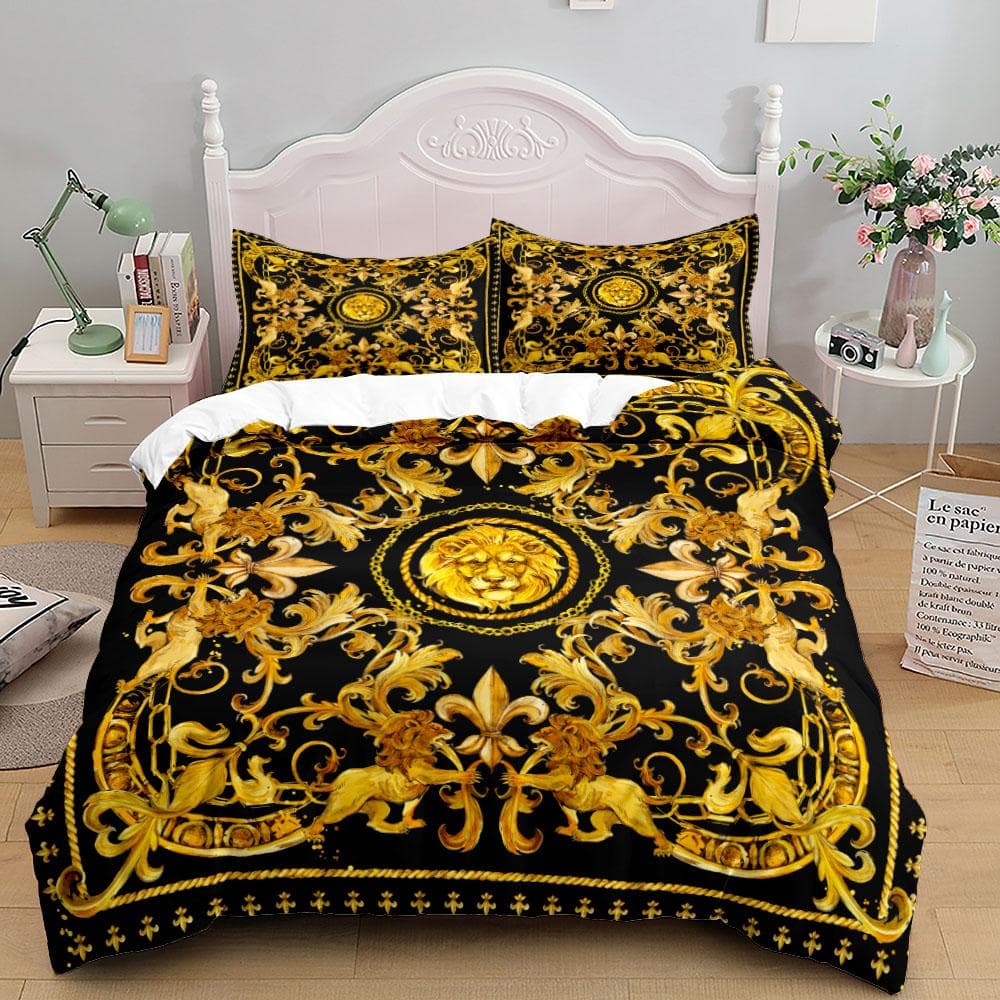 Seamless Chains Baroque Pattern Bohemian Bedding Set Small Single Twin Double Queen King Cal King Size Bed Linen Set EU single(135x200cm)