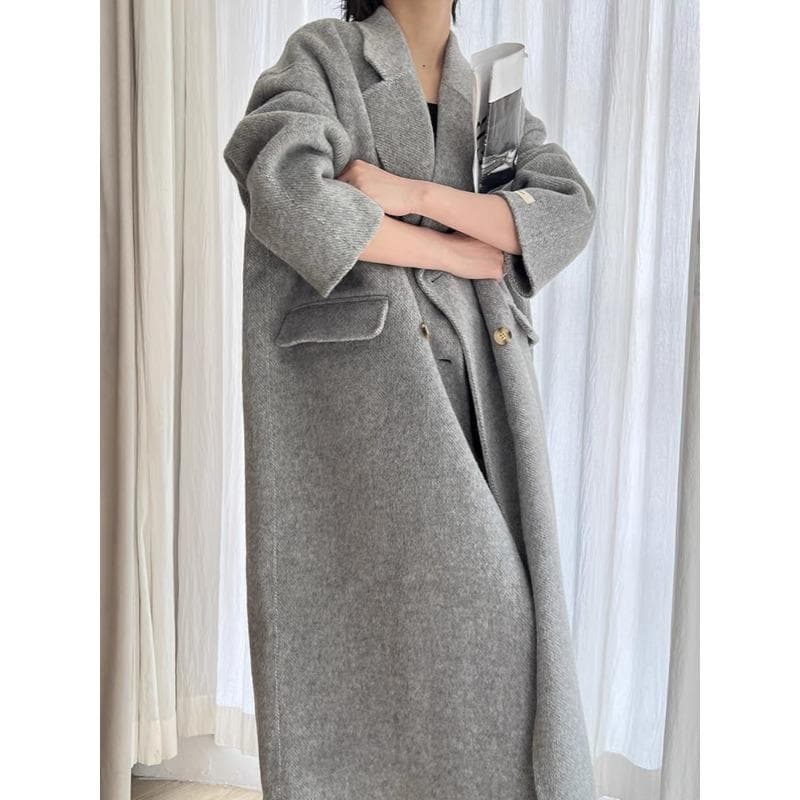 New Autumn and Winter Korean Style Fashionable Four-button Versatile Slim Women's Trendy Wool Coat Long Style M