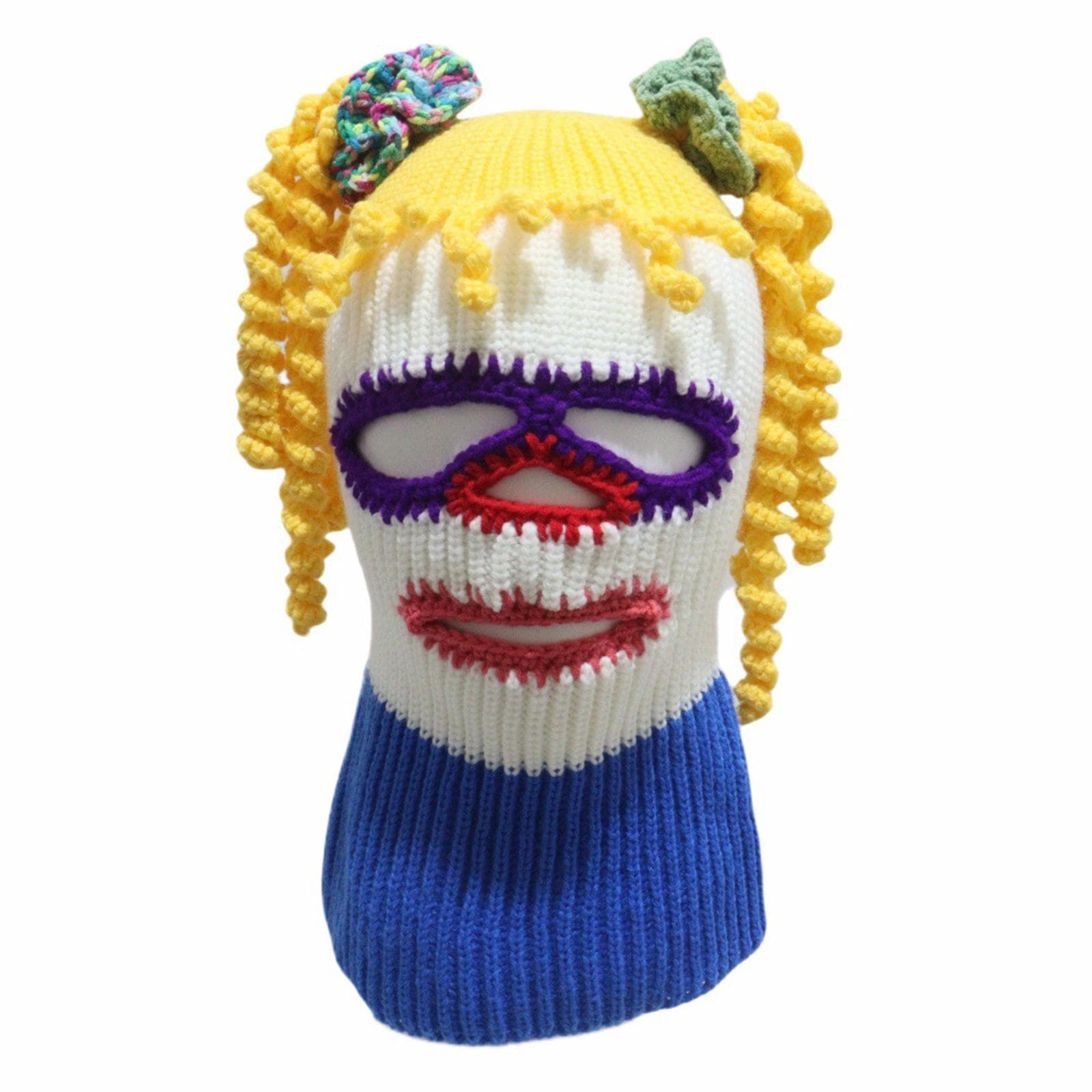 Clown Balaclava Hat for Adult Teens Knitted Jokers Hat Cold Weather Balaclava Hat Photo Headwear Masquerade Accessories
