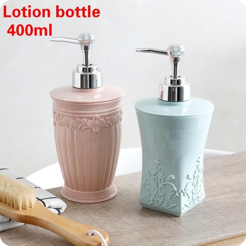 400ml Bathroom liquid soap holder facilities press bottle dispensador for shampoo round blue