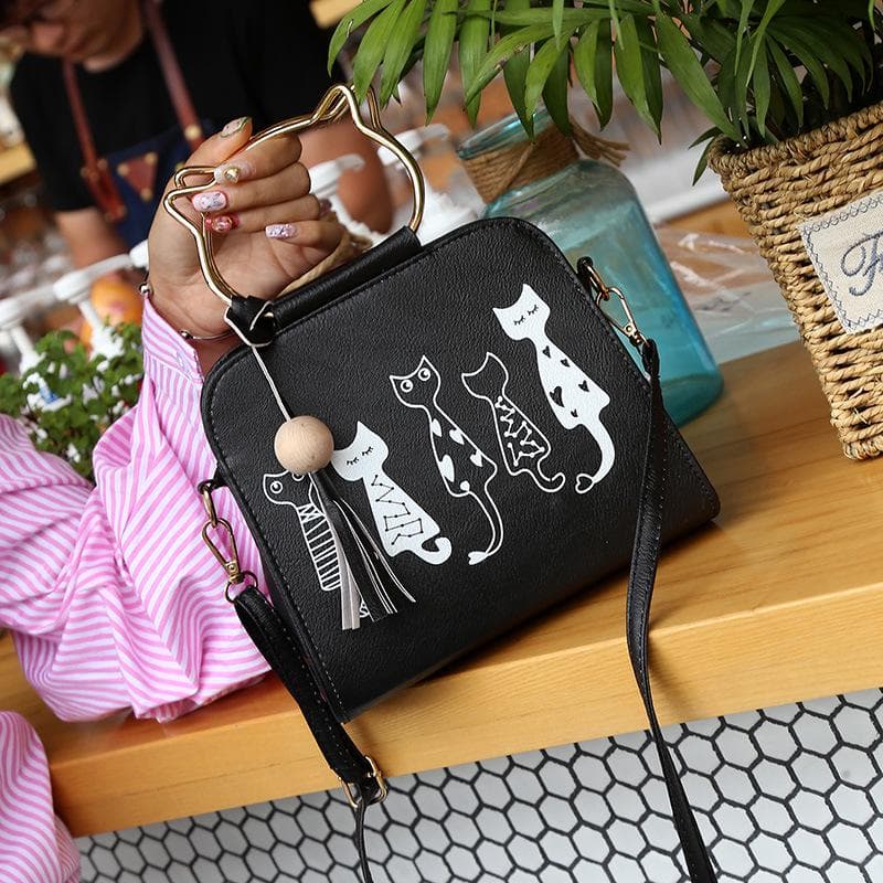 SCIONE New Bag Messenger Bag Female Student College Style Fashion Trendy Bag Personality Portable Cute Small Fresh 19cm*9cm*21cm black