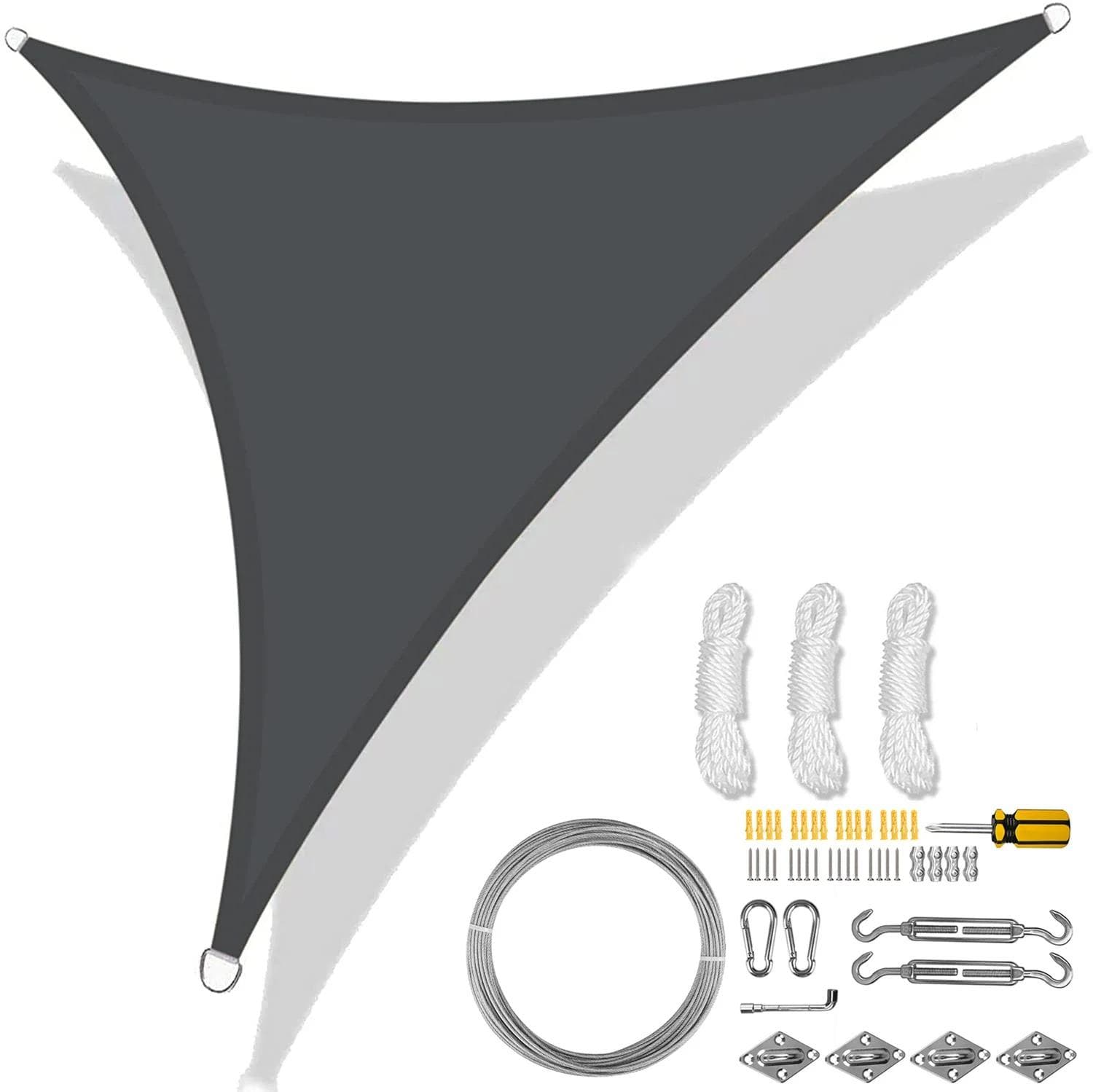 5/3.6/3/2M Triangle Shade Sail Waterproof Sunshade Sail Canopy 98%UV Block Awning with Free Rope for Garden Patio Pergola Gazebo 360x360x360CM