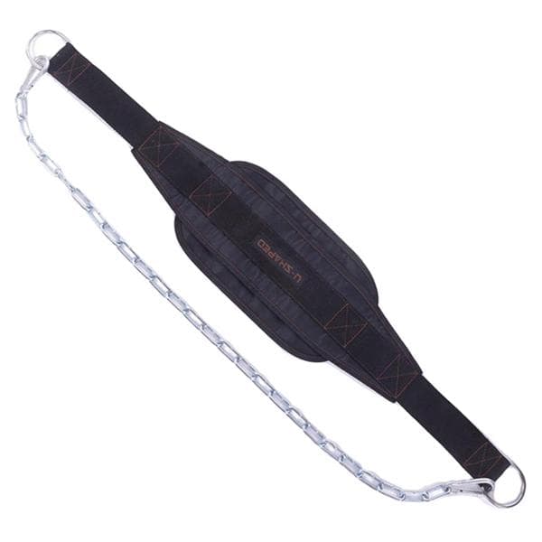 Thick Neoprene Weightlifting Belt With Chain Dipping Belt For Pull Up Chin Up Bodybuilding Gym Belt black