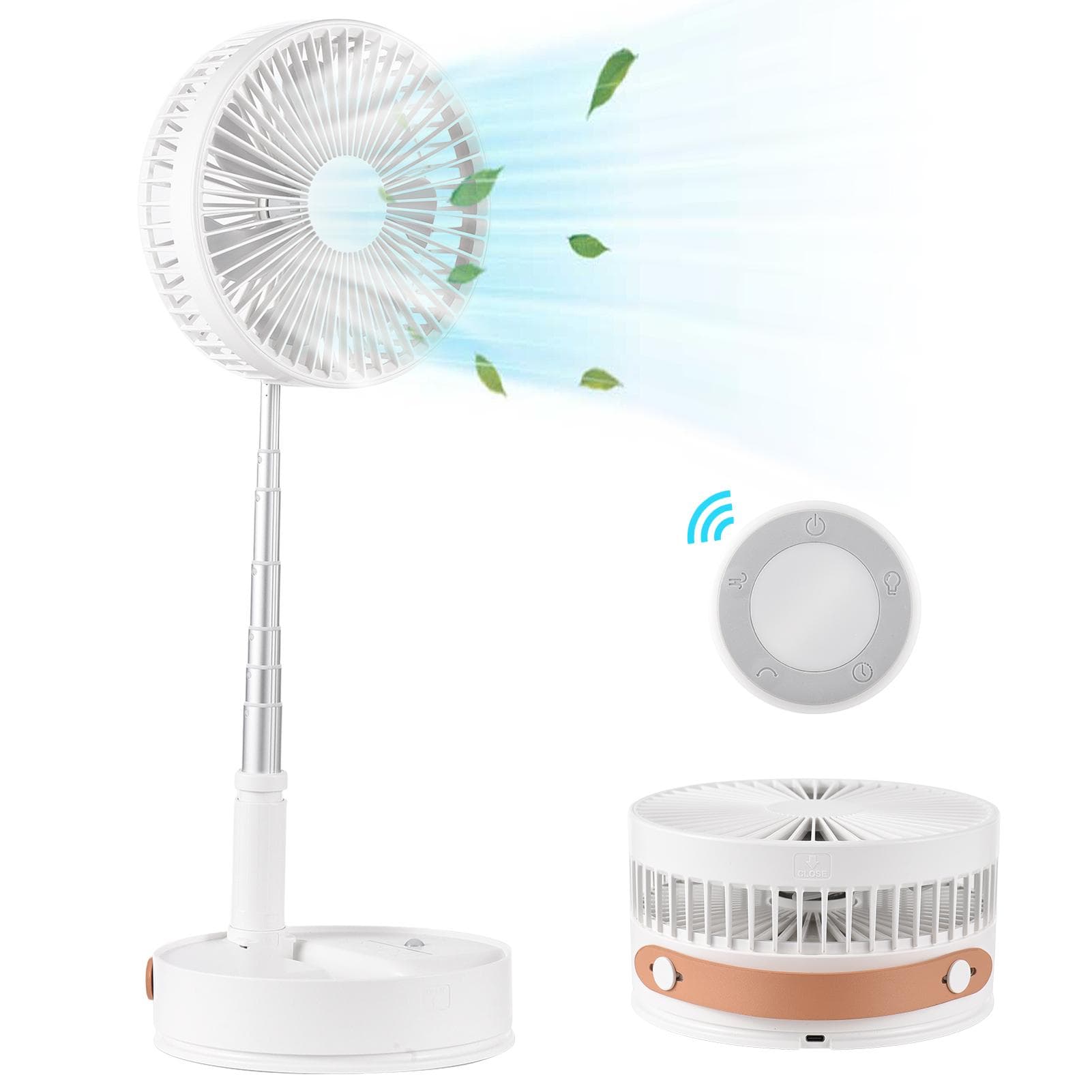 Portable Standing Fan Foldable Oscillation Telescopic Floor Fan Support 4 Wind Speed Timer 180 degrees white