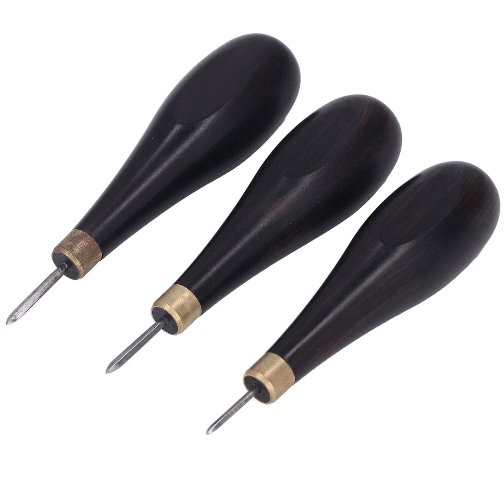 3Pcs Leather Craft Sewing Awl Strong Penetration 3mm 4mm 5mm Red Sandalwood Handle Awl Stitching