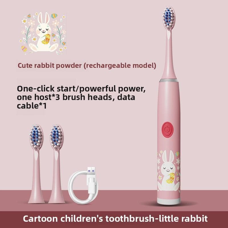 Vibration Soft-bristled Toothbrush, Tooth Flusher, Charging Model, Automatic Model, Sonic Children's Electric Toothbrush Gift. with 3 brush heads
