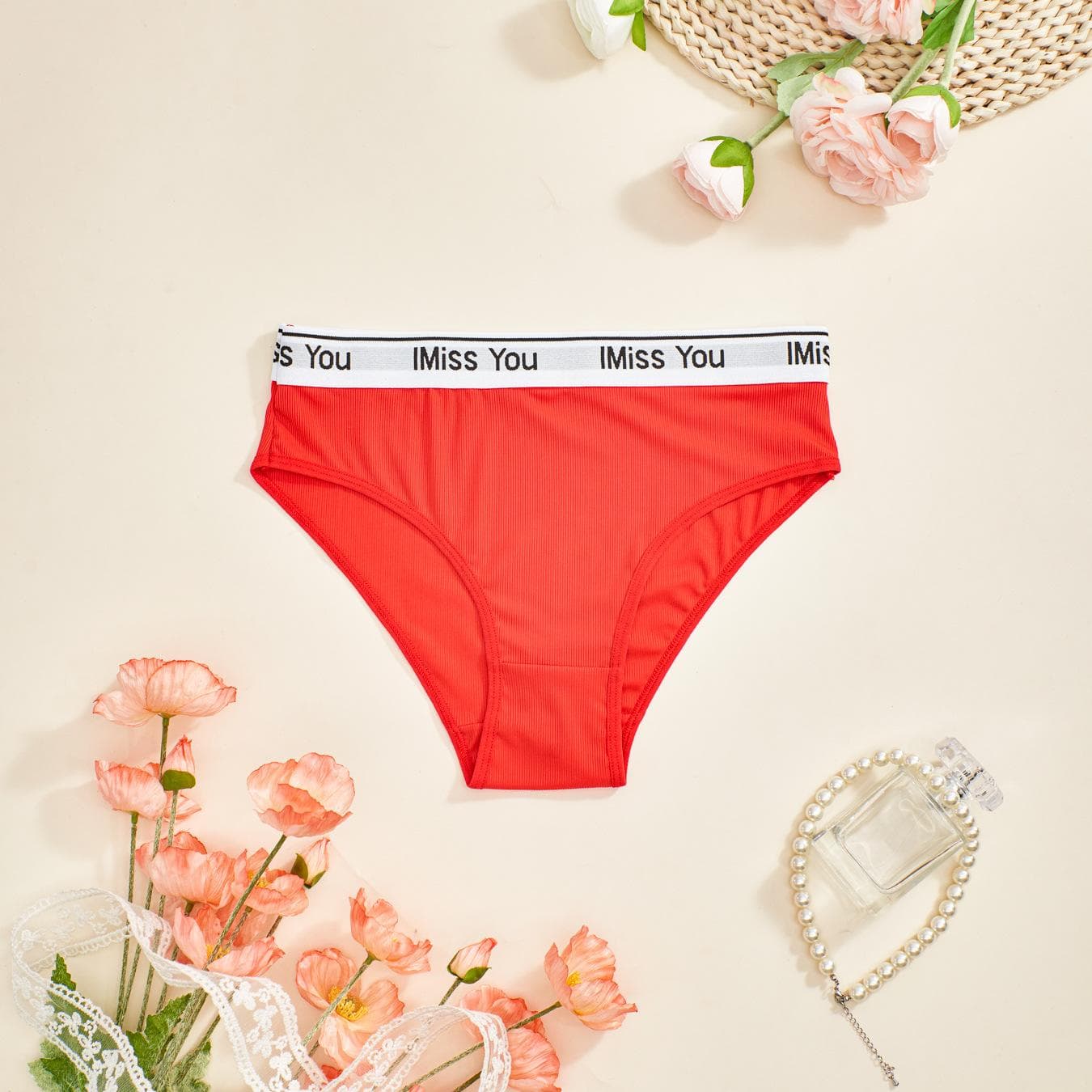 Plus Size 4XL Women Panties Summer High Waist Elastic Pure Cotton Crotch Sports Underwear Female Fashion Letters Women Briefs 2XL red