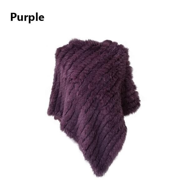 New Fur Knitted Rabbit Fur Poncho Vest Fashion Wrap Coat Vtg Shawl Lady Wedding Party ONE Size purple