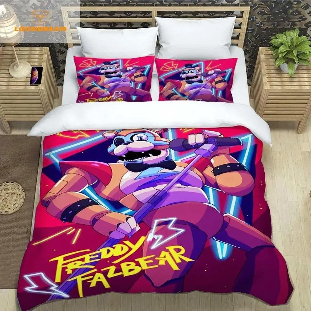 F-Five-Nights At Freddy´s FNAF Bedding Sheet Set King Twin Double Boys Bedding Mircofiber or Polyester Duvet Cover EU single(135x200cm)