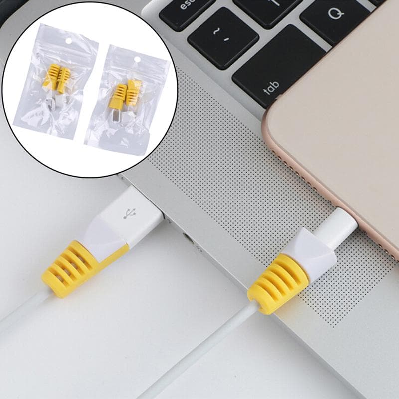 4Pcs Practical Protector Saver Cover For Phones Usb Charger Cable Cord Wire yellow