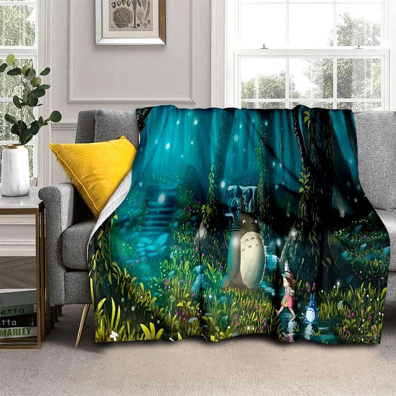 My Neighbor T-Totoro Anime Cartoon Blanket,Soft Throw Blanket for Home Bedroom Bed Sofa Picnic Travel Office Cover Blanket Kids 75cm x 90cm