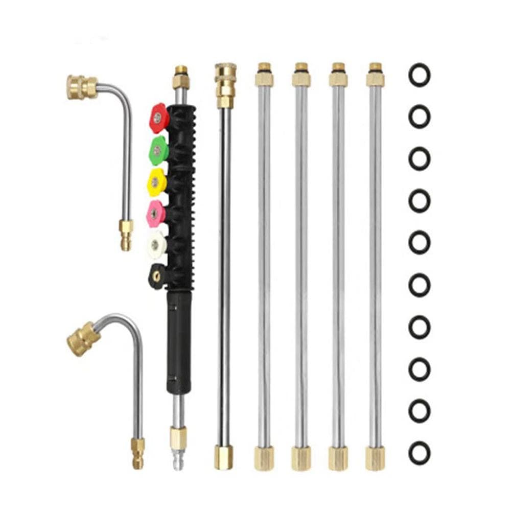 Pressure Washer Extension Wand Car Wash Gun Extension Rod 9 Pack with 6 Nozzles 60 degrees 90 degrees Curved Rod multicolour