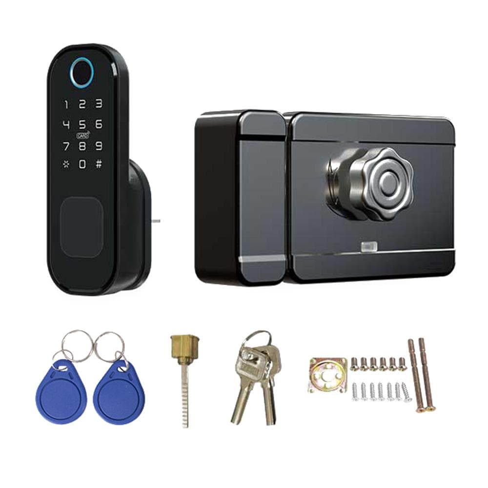 Tuya WiFi No Wiring Waterproof Fingerprint Lock Digital Code Electronic Door Lock For Home Security multicolour