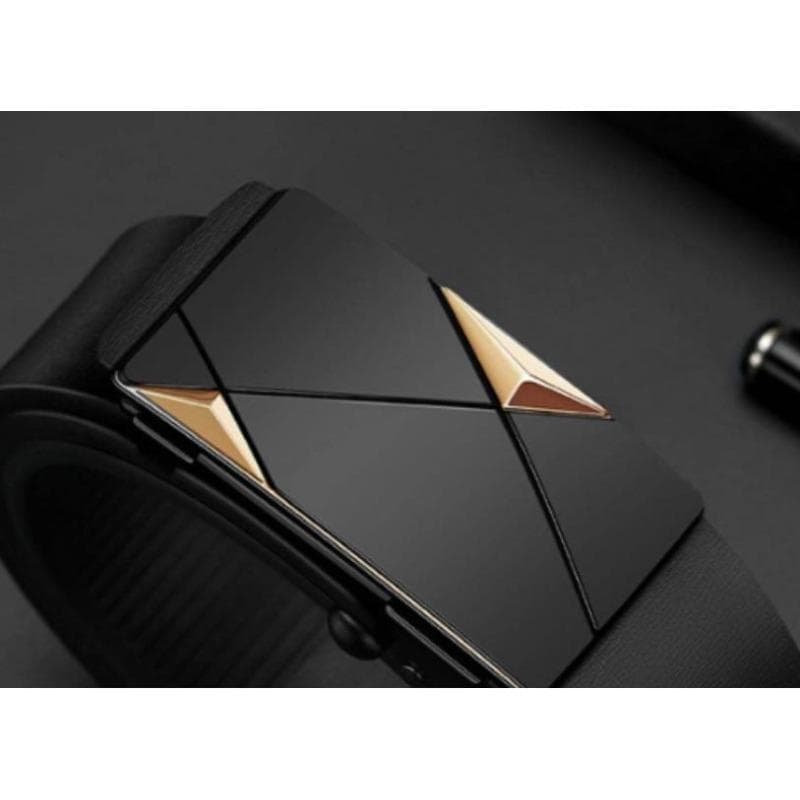 Stylish Men's PU Leather Fashion Belts for Daily Life Leisure Party Festival Work and Business Automatic Buckle 110cm gold