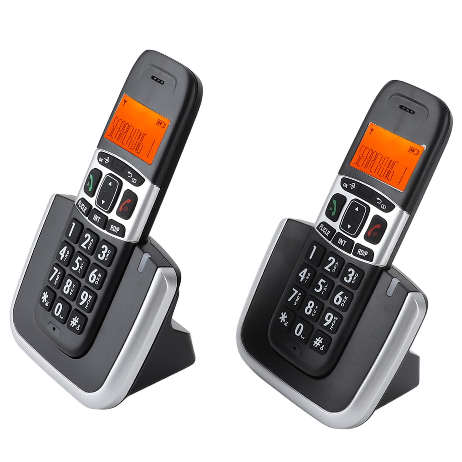 DECT 6.0 Cordless Telephone with 2 Handsets Full Duplex Call Blocking Big Button Speakerphone for EU Plug