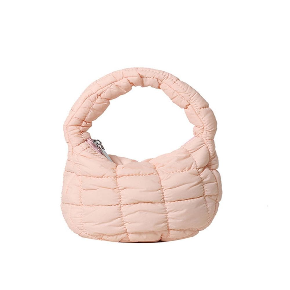Fashion Pleated Handbag Women Puffer Dumpling Bag New Soft Shoulder Bags pink