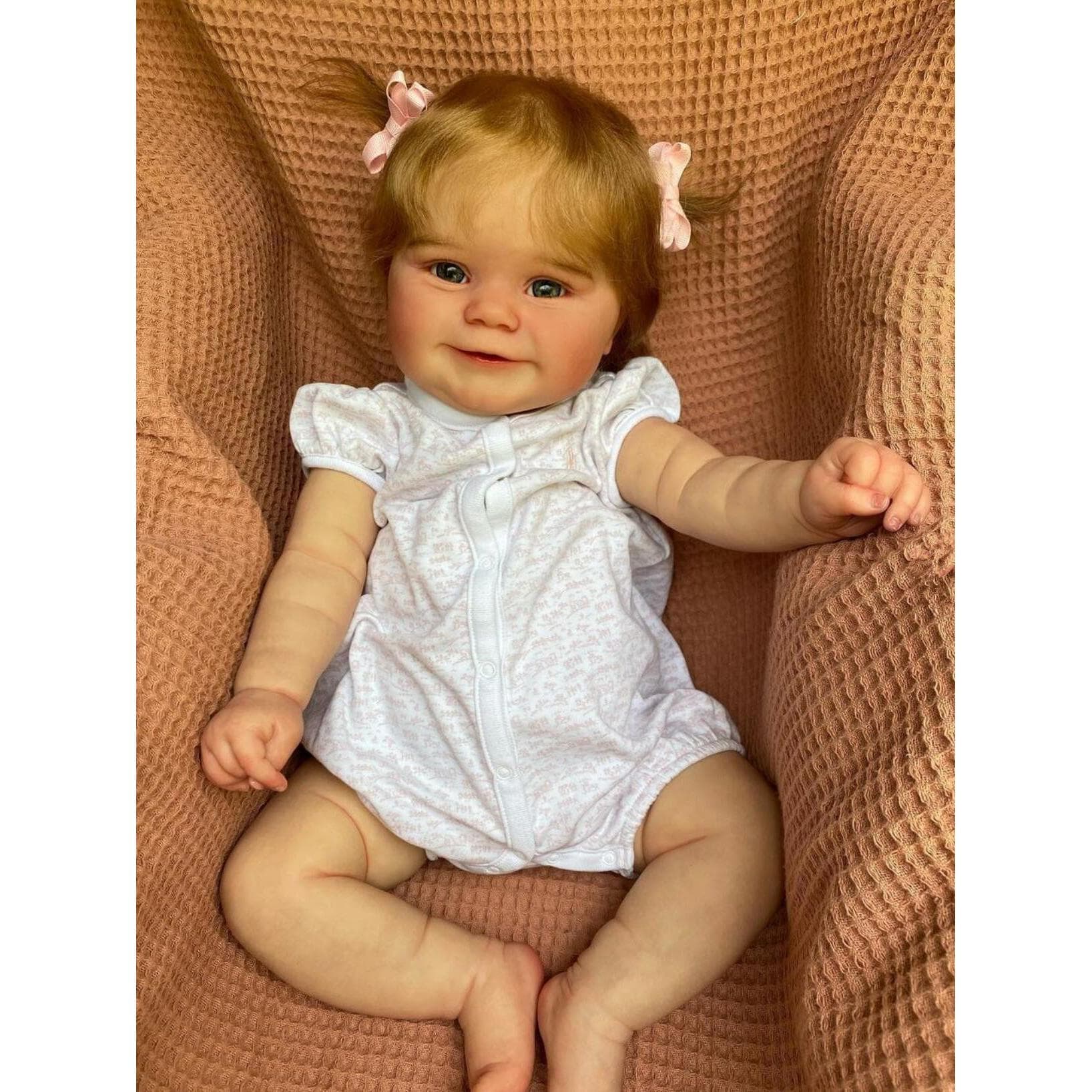 3D Skin With Vascular Vein 60 CM Cloth Body Silicone Baby Reborn Doll Toy For Girl Smiling Art Toddler Bebe Boneca Birthday Gift Finished doll