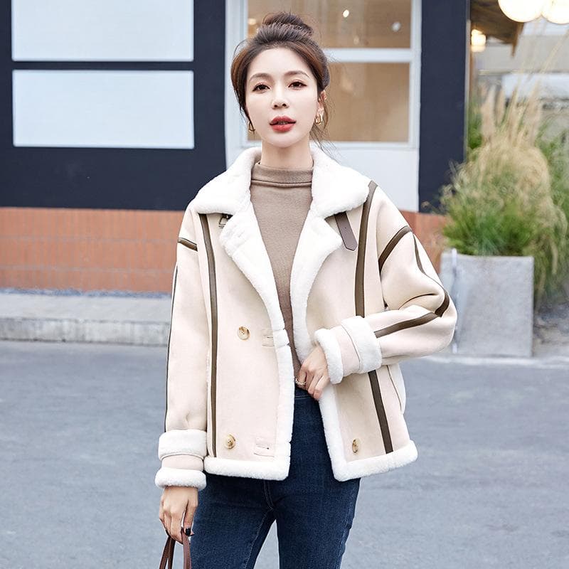 Lamb Wool Coat Women's Short Winter New Loose Jacket Women's Coat XXL