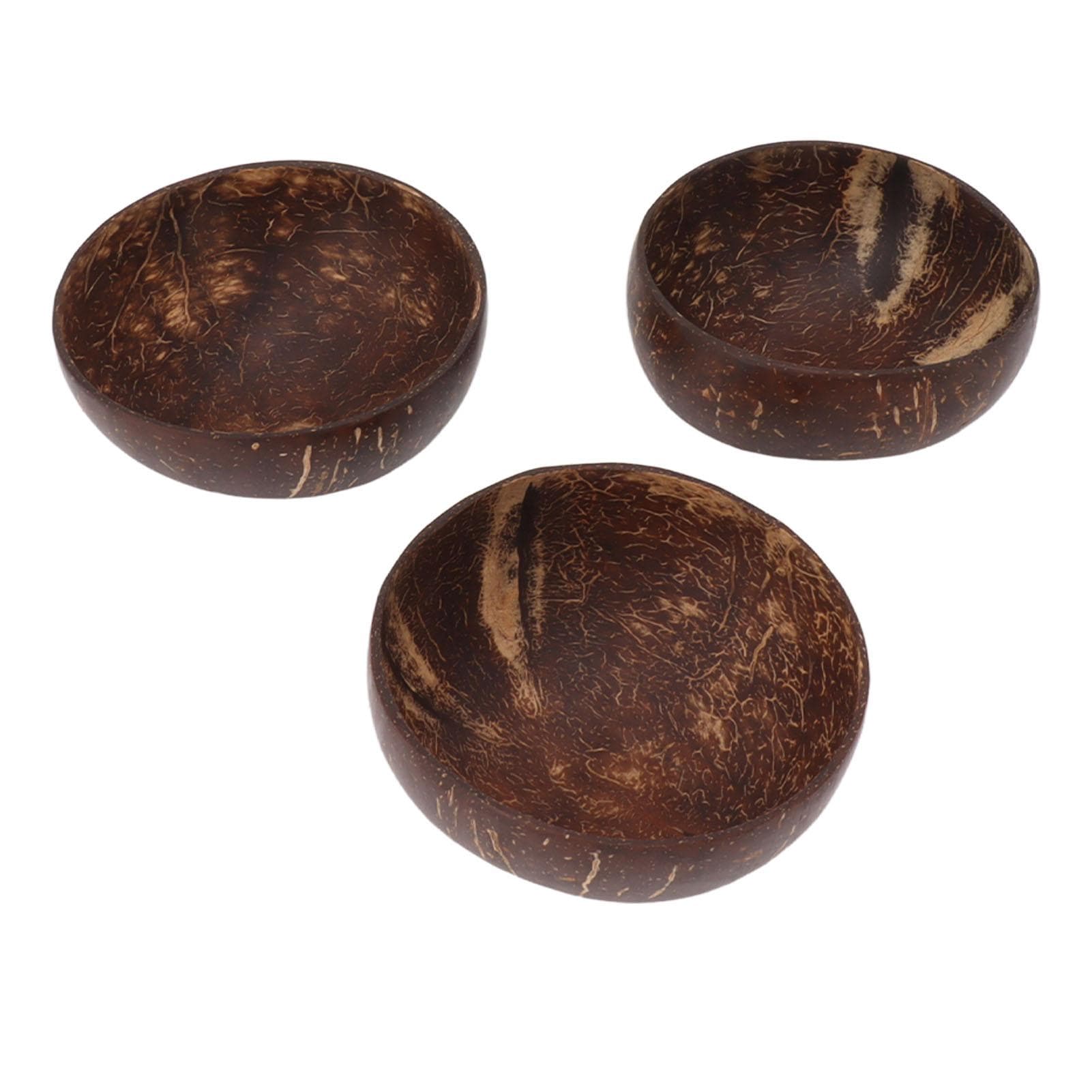 Coconut Bowl Set Leakage Proof Reusable Hand Polished Coconut Shell Bowls for Rice Dessert Salad L
