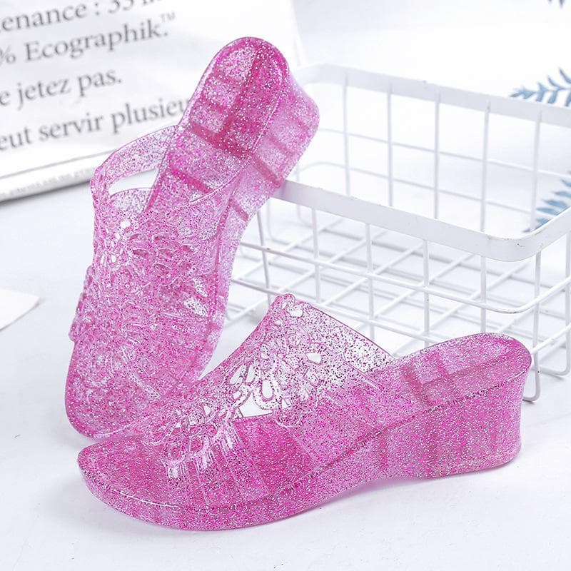 New Summer Sandals Female Crystal Jelly Shoes Beach Shoes Slip Plastic Transparent Shoes Women Sandals Pvc Jelly Sandals 36 pink