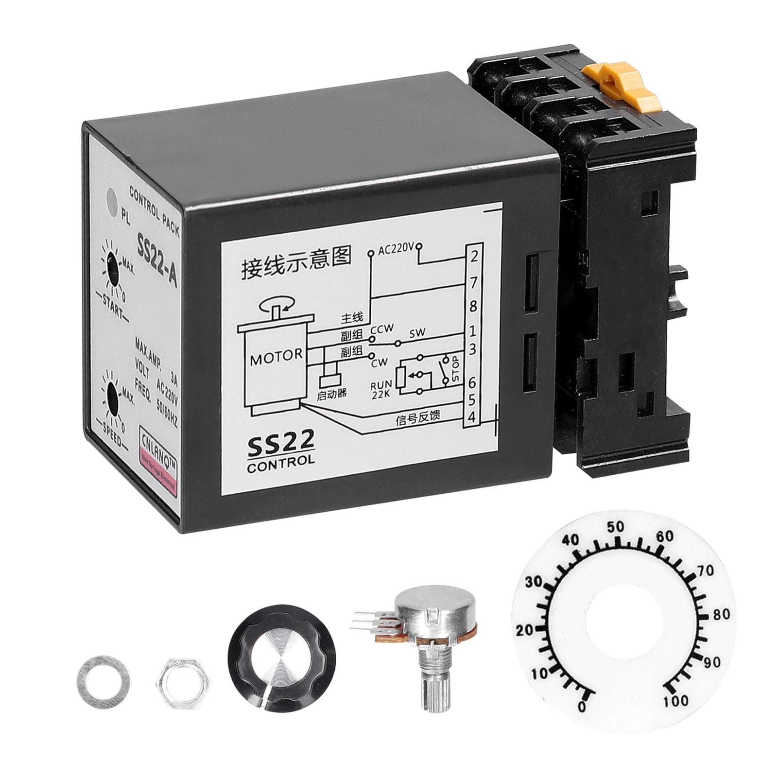 SS22-A 6-250W AC220V 3A 50/60Hz Speed Controller Motor Speeds Pinpoint Regulator Control Device multicolour