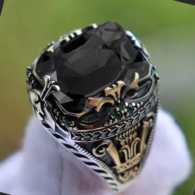 Inlaid Emerald Men's Luxury Ring Personality Retro Domineering Gem Sapphire Ring To Attend The Banquet Party Business Jewelry 13