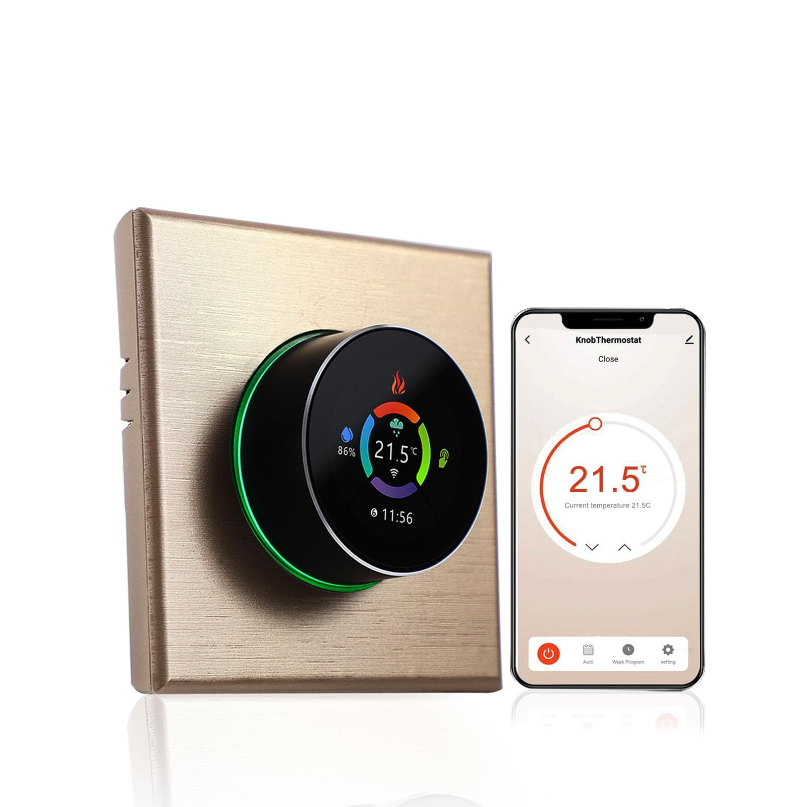 WiFi Smart Thermostat Temperature Controller Weekly Programmable Button Control/ Mobile APP/ Voice Electric Floor Heating champagne