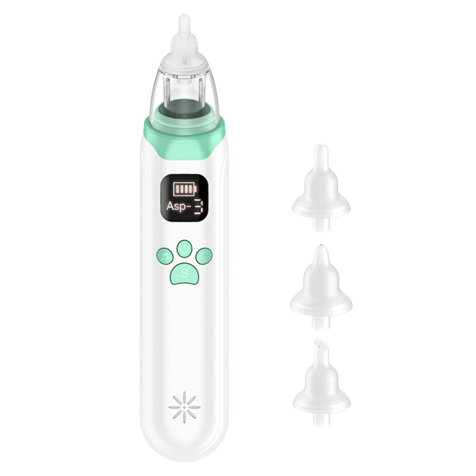 Electric Baby Nasal Aspirator Automatic Nose Sucker Cleaner for Infants 3 Suction Levels Low Noise green