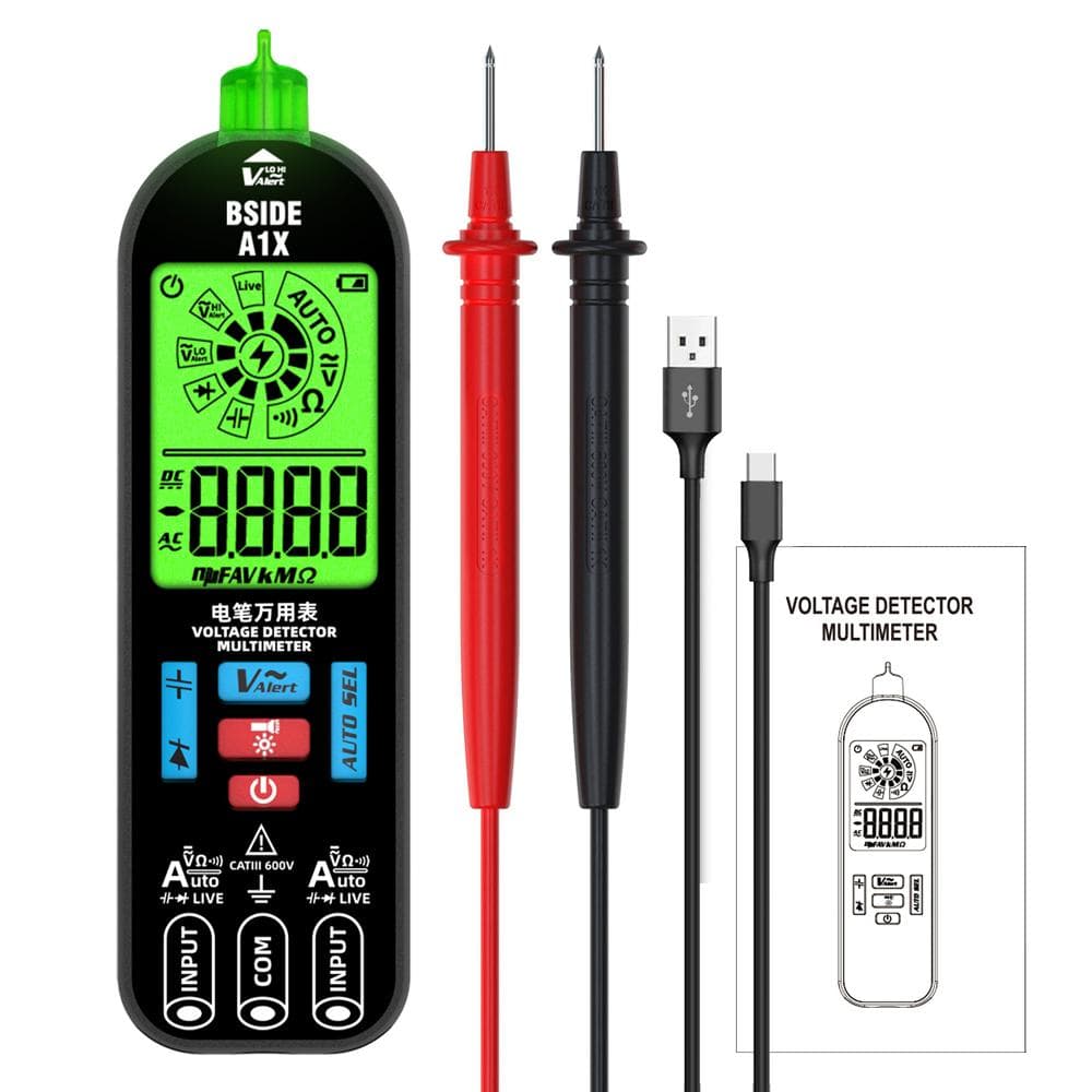 BSIDE Handheld Digital Multimeter Electric Test Pen Professional Voltage Resistance Diode Tester no storage bag black