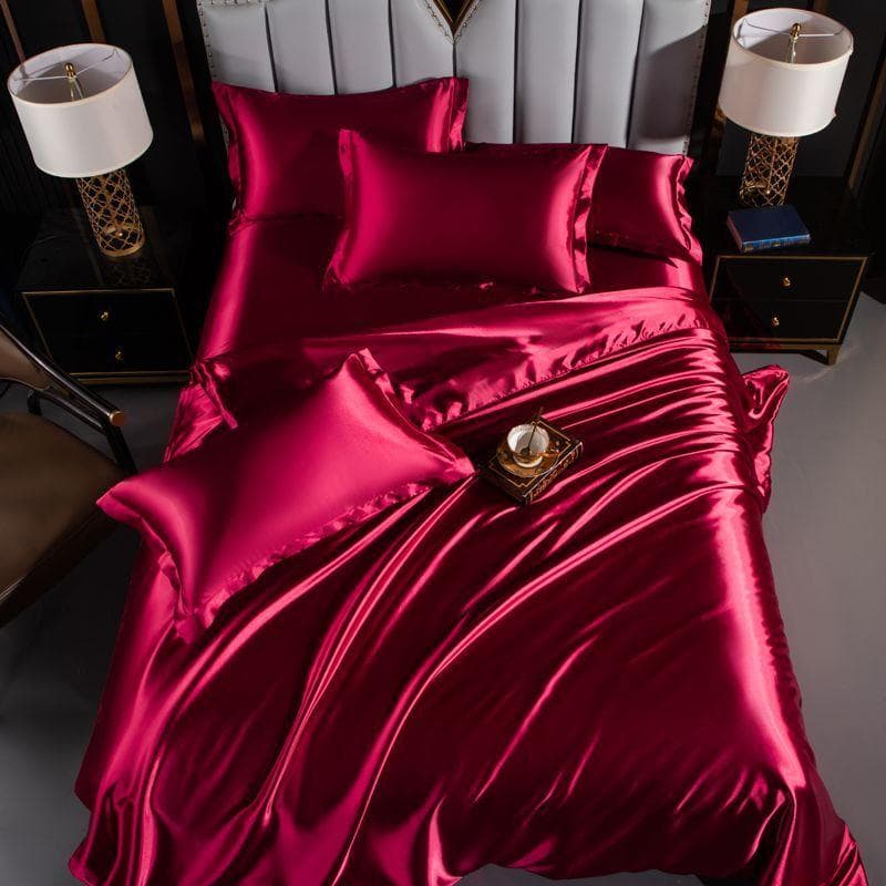 High End Home Emulation Silk Satin Bedding Set Luxury Single Double Duvet Cover Set High Quality King Queen Size Bedding Sets 150x200cm 3pcs set