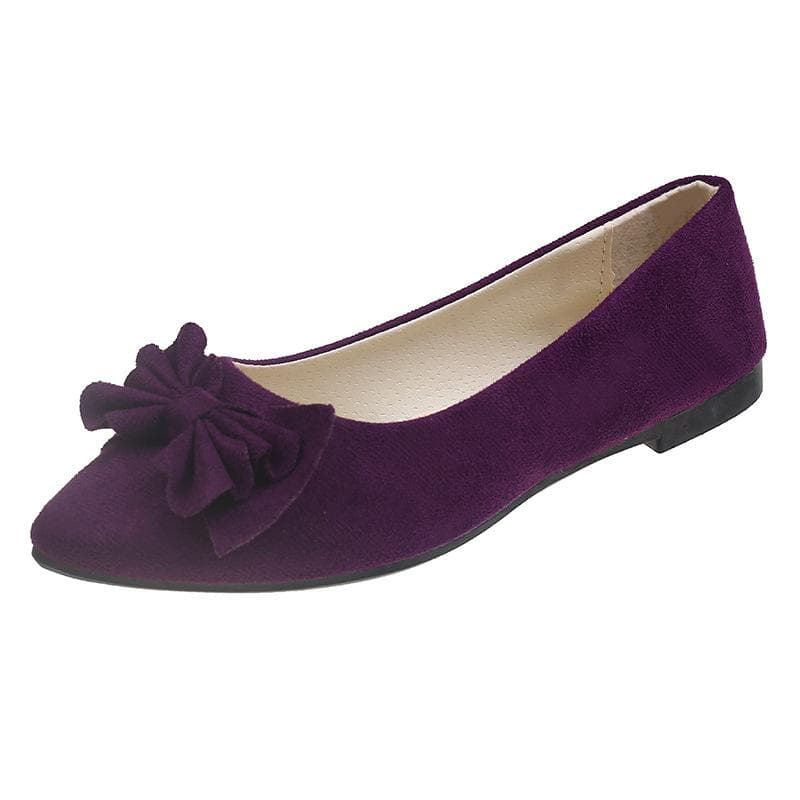 Women Girls Solid Big Size Slip On Flat Shallow Comfort Casual Single Shoes Multicolor 40 purple