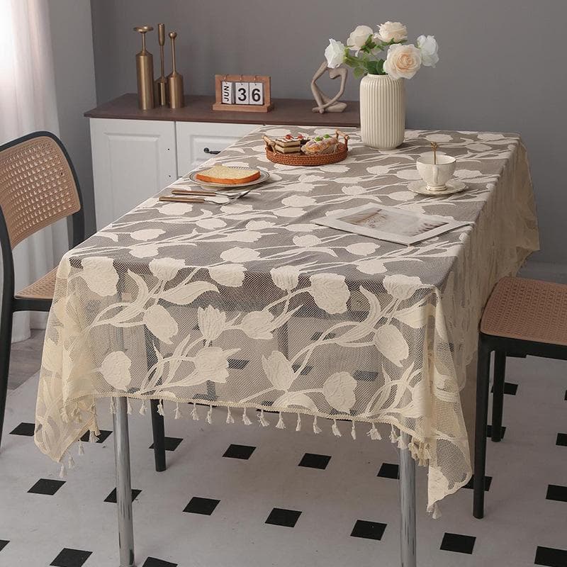 Simple Tassel Tablecloth Home Nordic Style Lace Rectangular Table Cloth 140*200
