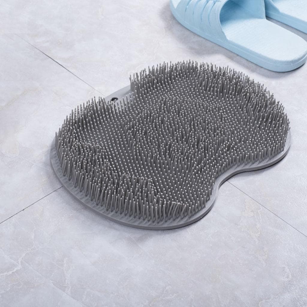 Silicone Foot Massage Pad Shower Mat Non-slip Wash Foot Pad Stick on Wall Surface Body Cleaning Tool Exfoliating Rub Back Brush gray
