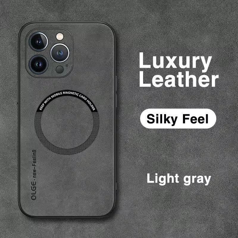 For Magsafe Luxury Leather Shockproof Phone Cases For iPhone 16 15 14 13 12 11 Pro Max 16 Plus Magnetic Wireless Charging Cover iPhone 13 grey