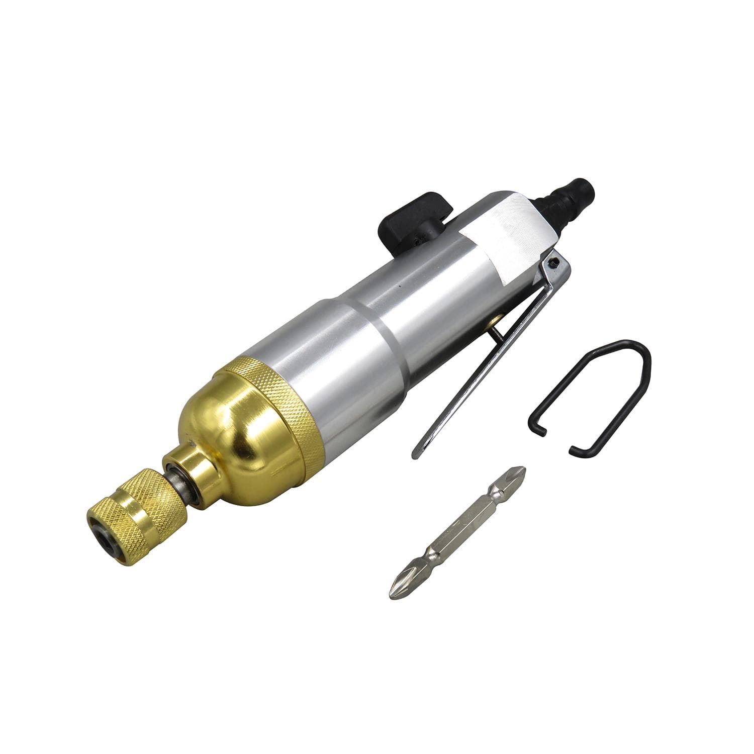 1/4  Pneumatic Air Screwdriver Straight Hand Industrial 9000rpm Reversible silver