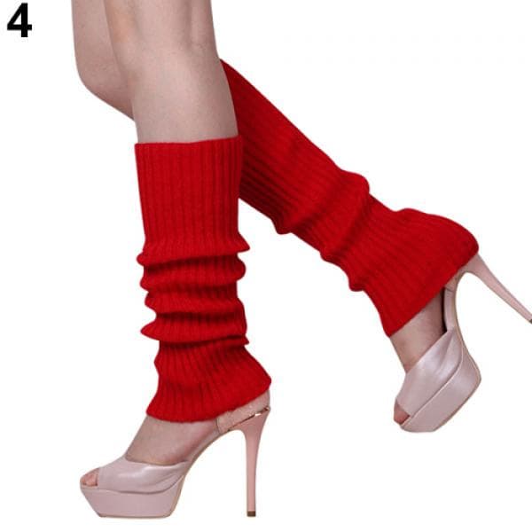 Women Solid Color Knit Winter Leg Warmers Stocking Knee High Legging Boot Socks