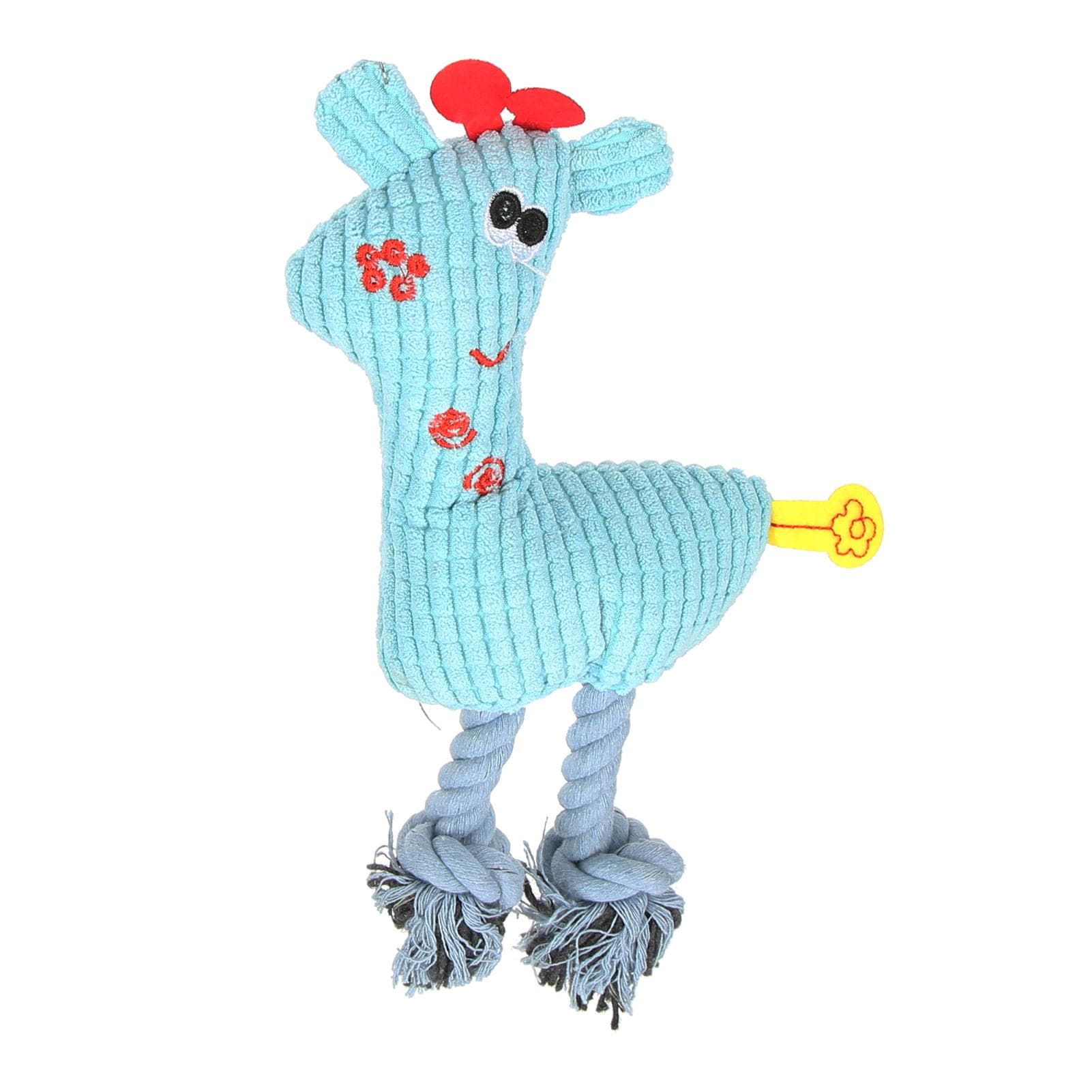 Squeaky Puppy Chew Toy Pet Dog Plush Teeth Grinding Cleaning Deer Shaped Dogs Bite ToysBlue blue