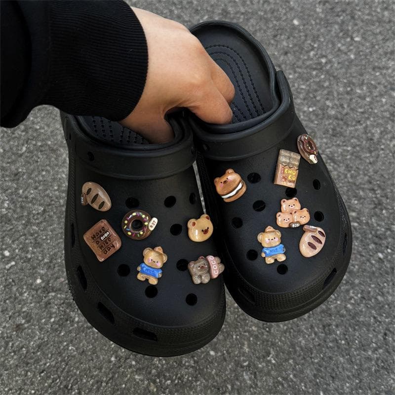 Cute Crocs Shoe Accessories: Cartoon Garden Bear Flower Buckle