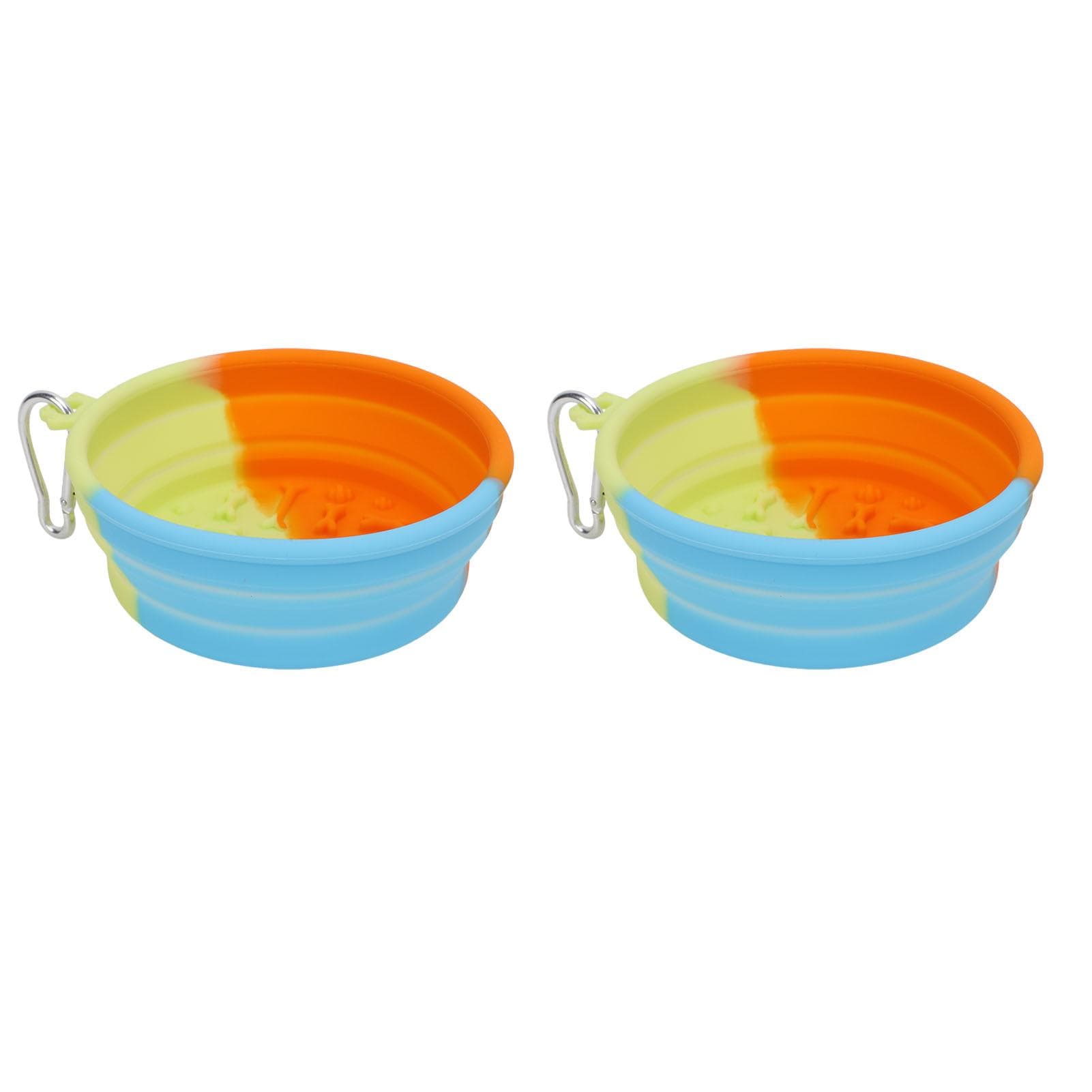 2pcs Pet Bowl Silicone Foldable Powerful Suction Cup Dishwasher Friendly with Hook Scraping Spoon