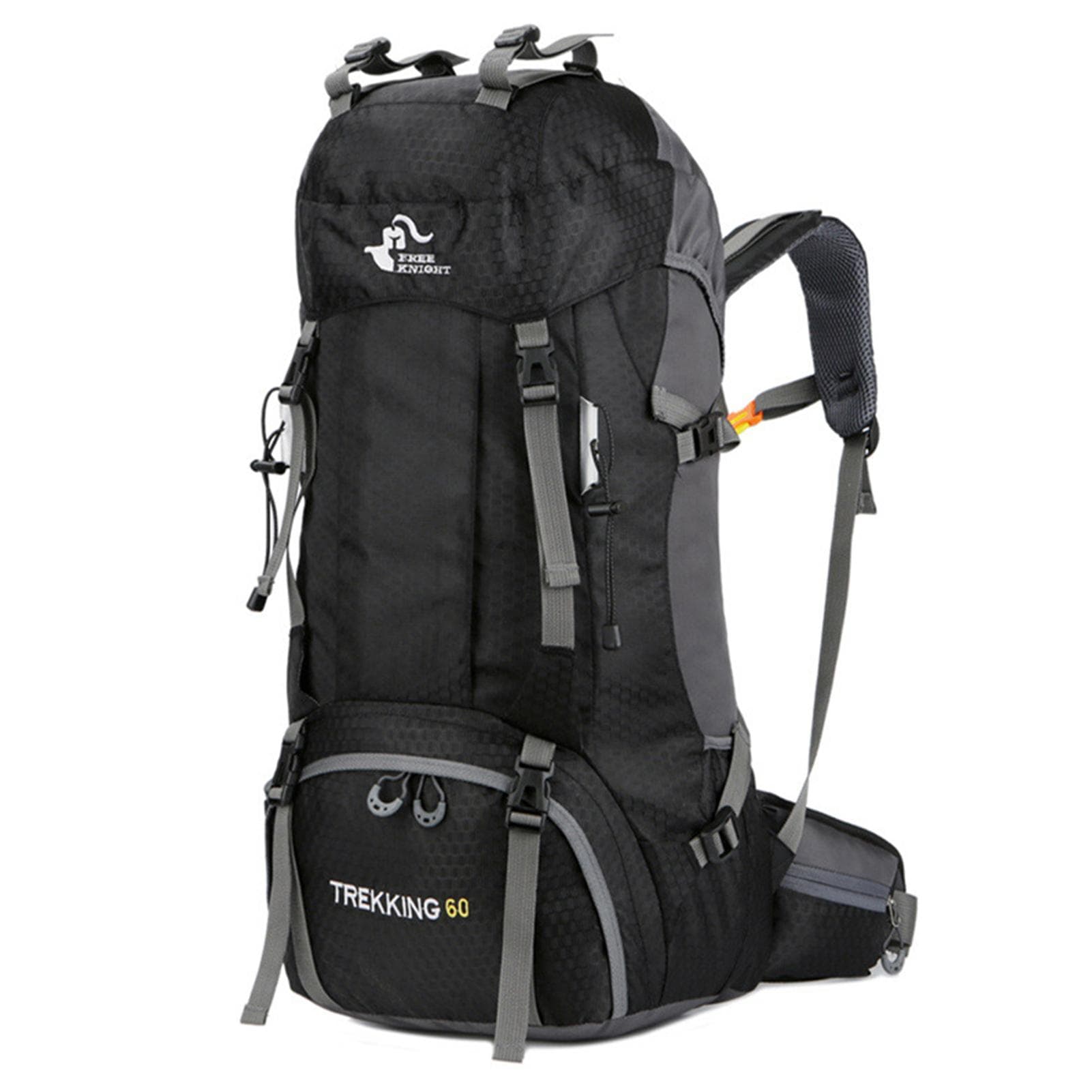 60L Hiking Backpack Water-resistant Climbing Camping Backpack Travel Daypack with Rain Cover black