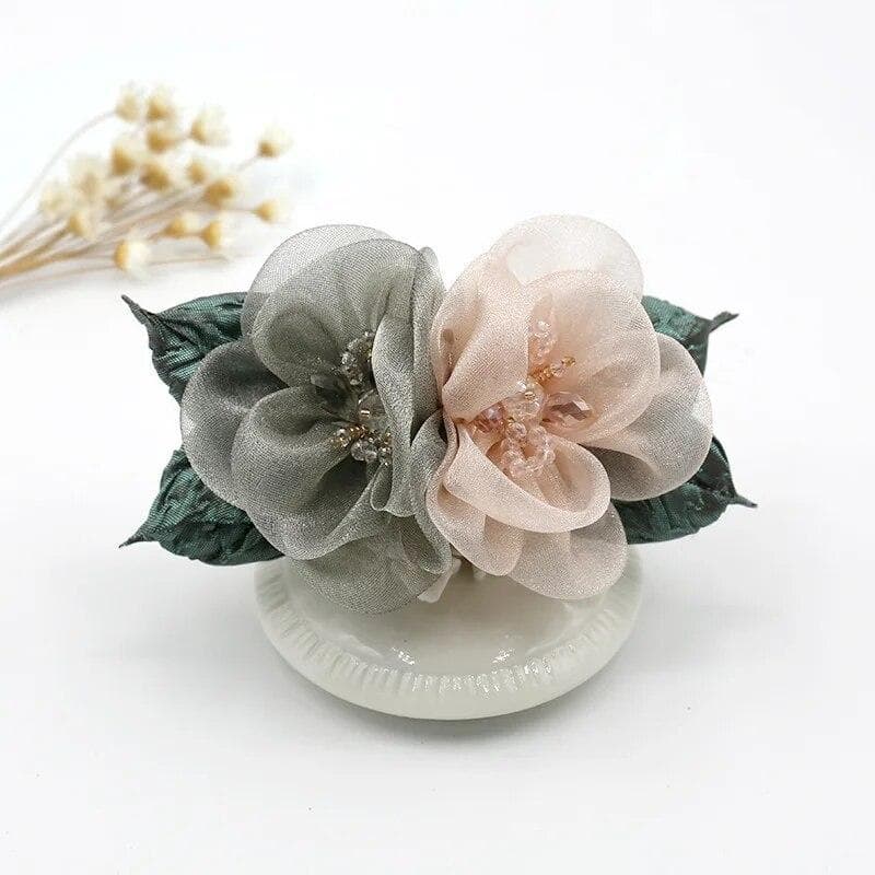 Korean Fashion Hairpin Simple Ponytail Flower Shape Spring Clip Head Flower Headdress Jewelry for Women Hair Accessories