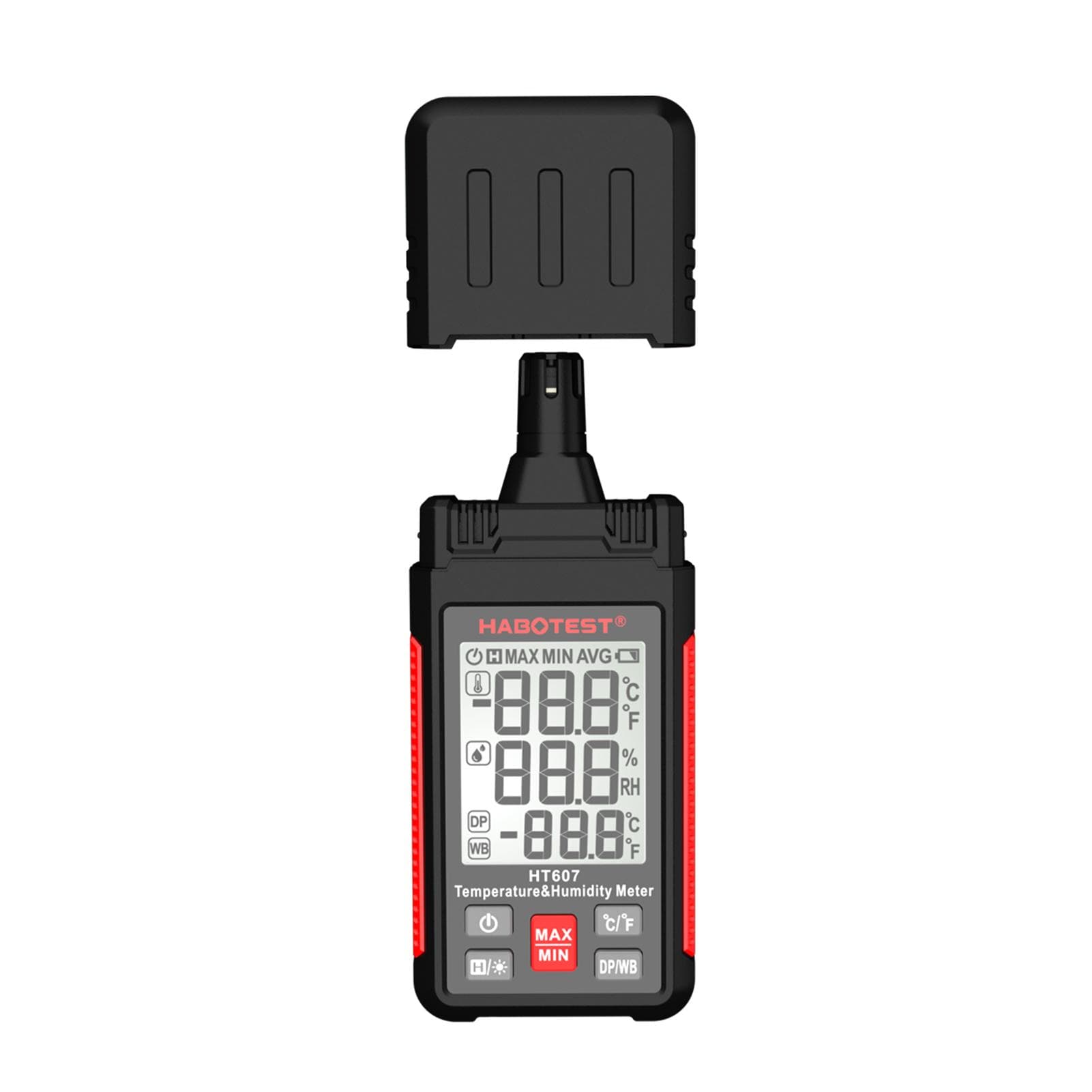 HABOTEST HT607 Digital Hygrometer Handheld Temperature & Humidty Meter Thermo-hygrometer LCD black