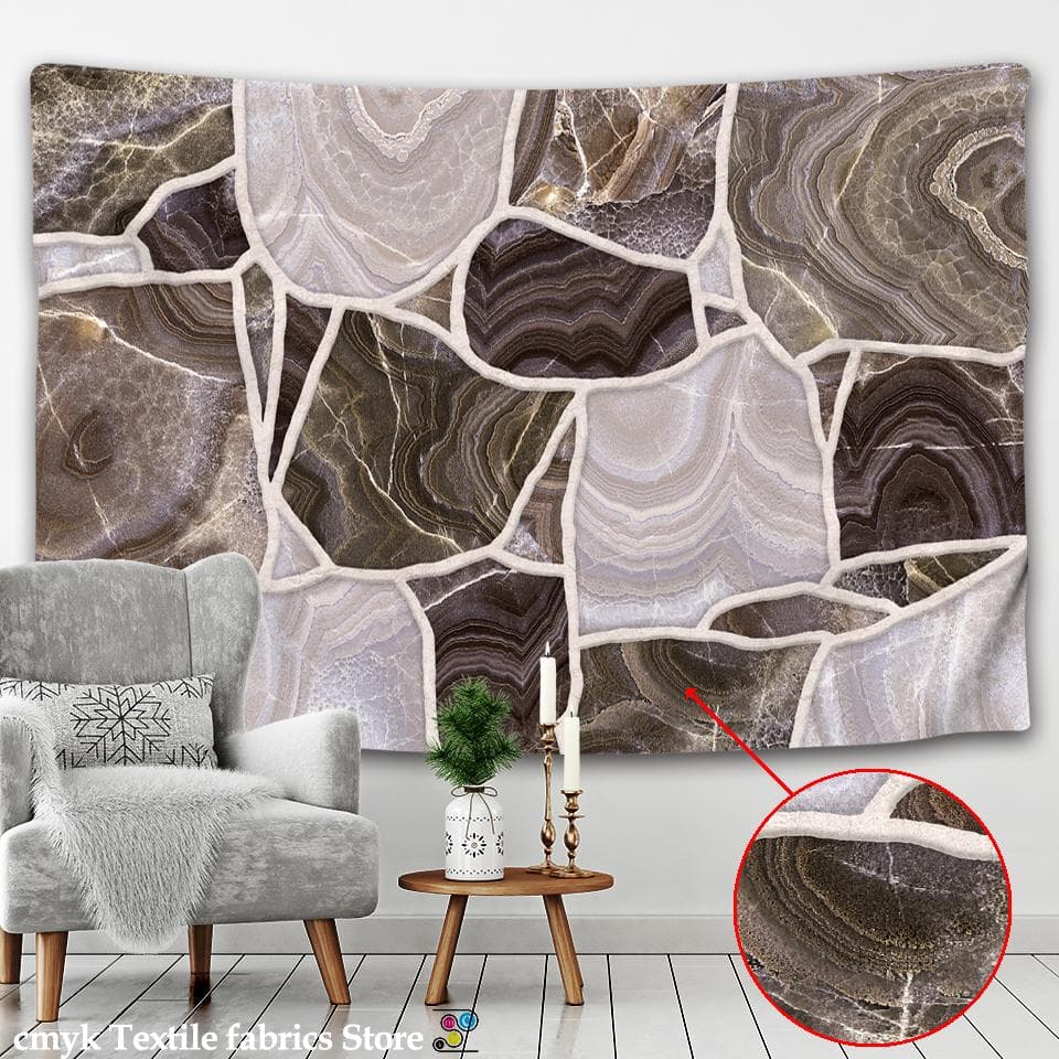 Colorful Stone Tapestry Wall Hanging Printing Retro Hippie Bohemian Living Room TV Wall Decor Background Cloth 95x70CM