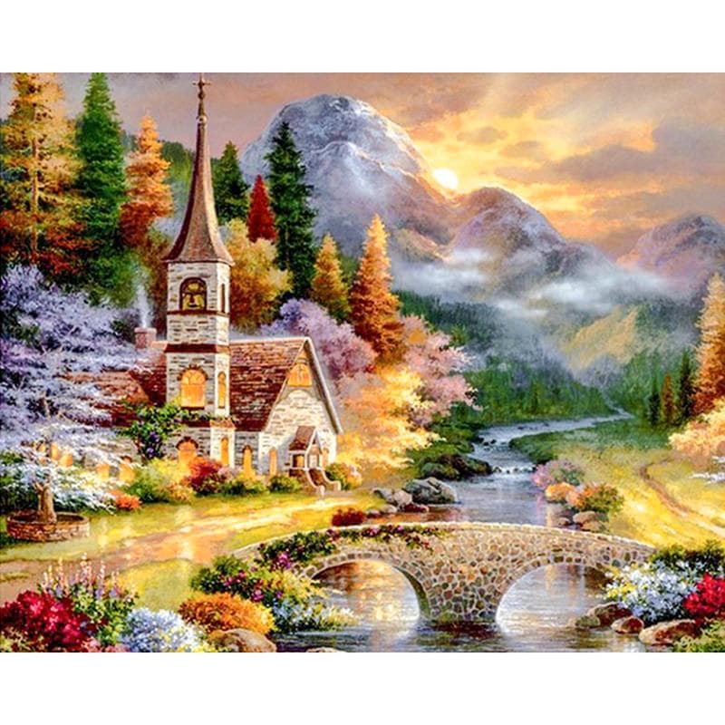 Diamond Embroidery 5d Diamond Painting Cross Stitch Diy Icons Home Decorations Gift Village House 20X30CM