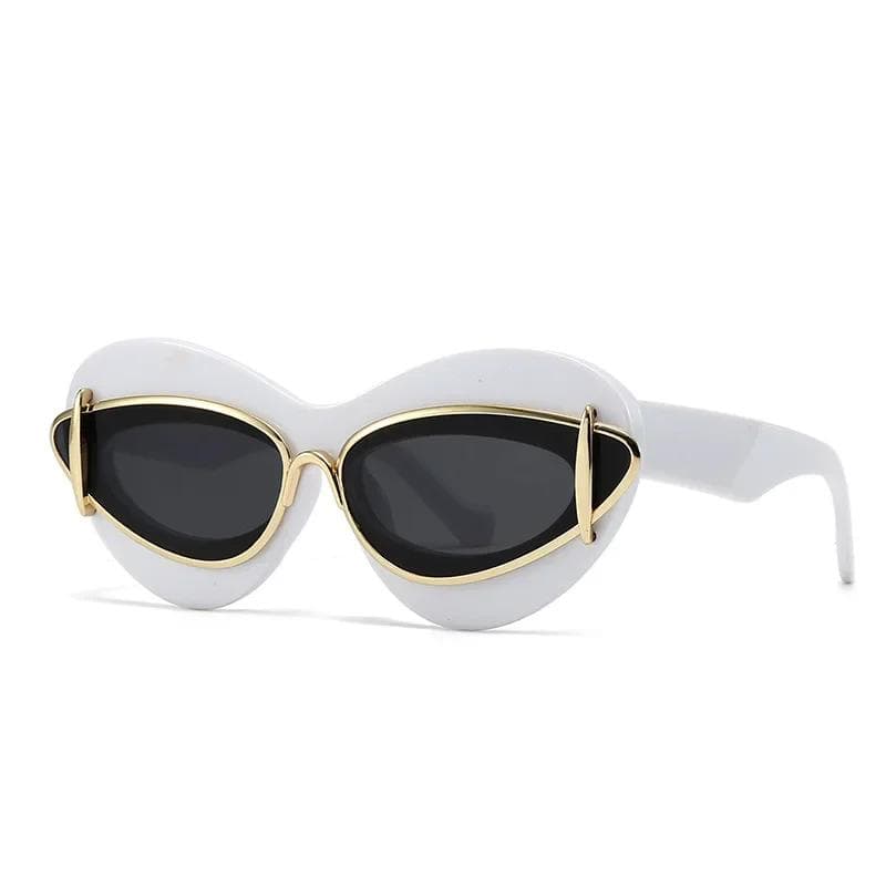 Luxury Cat Eye Sunglasses Women Designer Vintage Y2k Punk Sun Glasses Men Double Frame Retro Eyewear Shades UV400