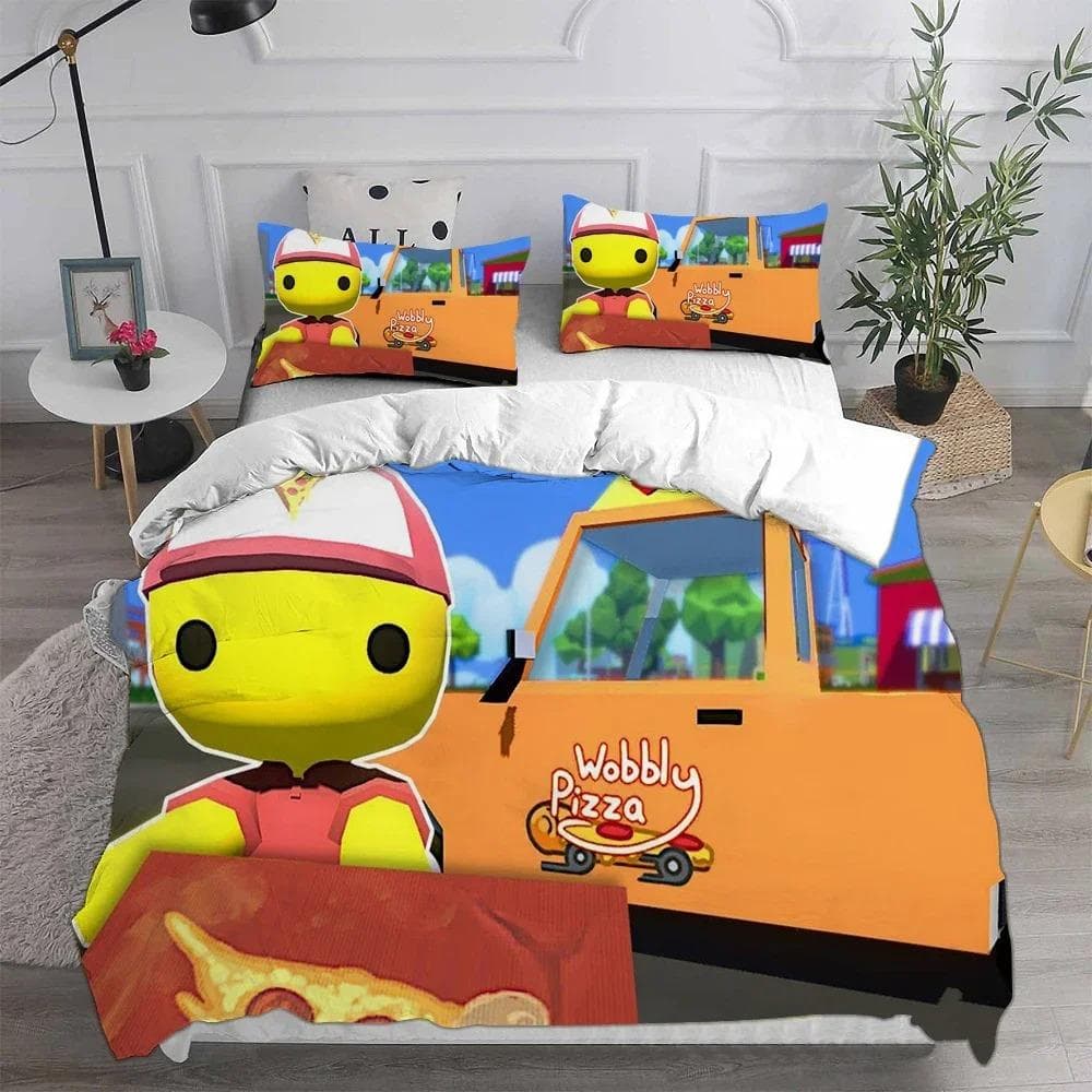 Wobbly & Life Single Bedding Set,Duvet Cover Comforter Bed Set Quilt Cover Pillowcase,King Queen Twin Size Boys Girls Adultse 175X220cm-3pcs