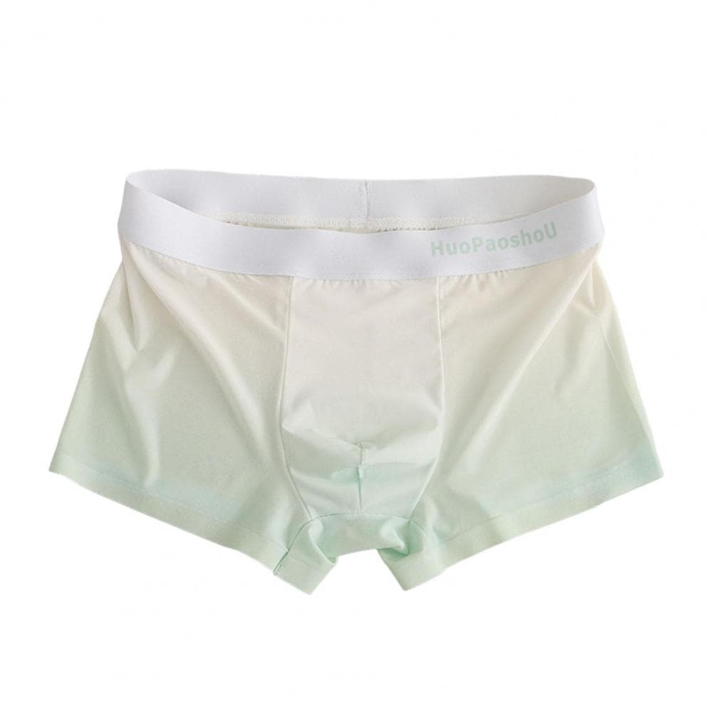 Men's Letter Print Gradient Print Ice Silk Shorts, Underwear with U-Convex Design, Slim Fit, High Elasticity Panties M green