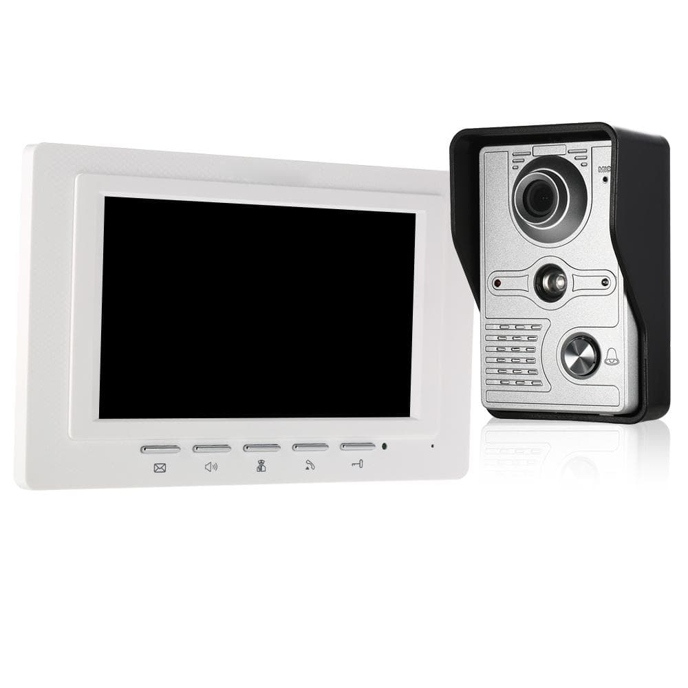 7 inch Wired Video Doorbell Indoor Monitor with IR-CUT Rainproof Outdoor Camera Visual Intercom EU Plug