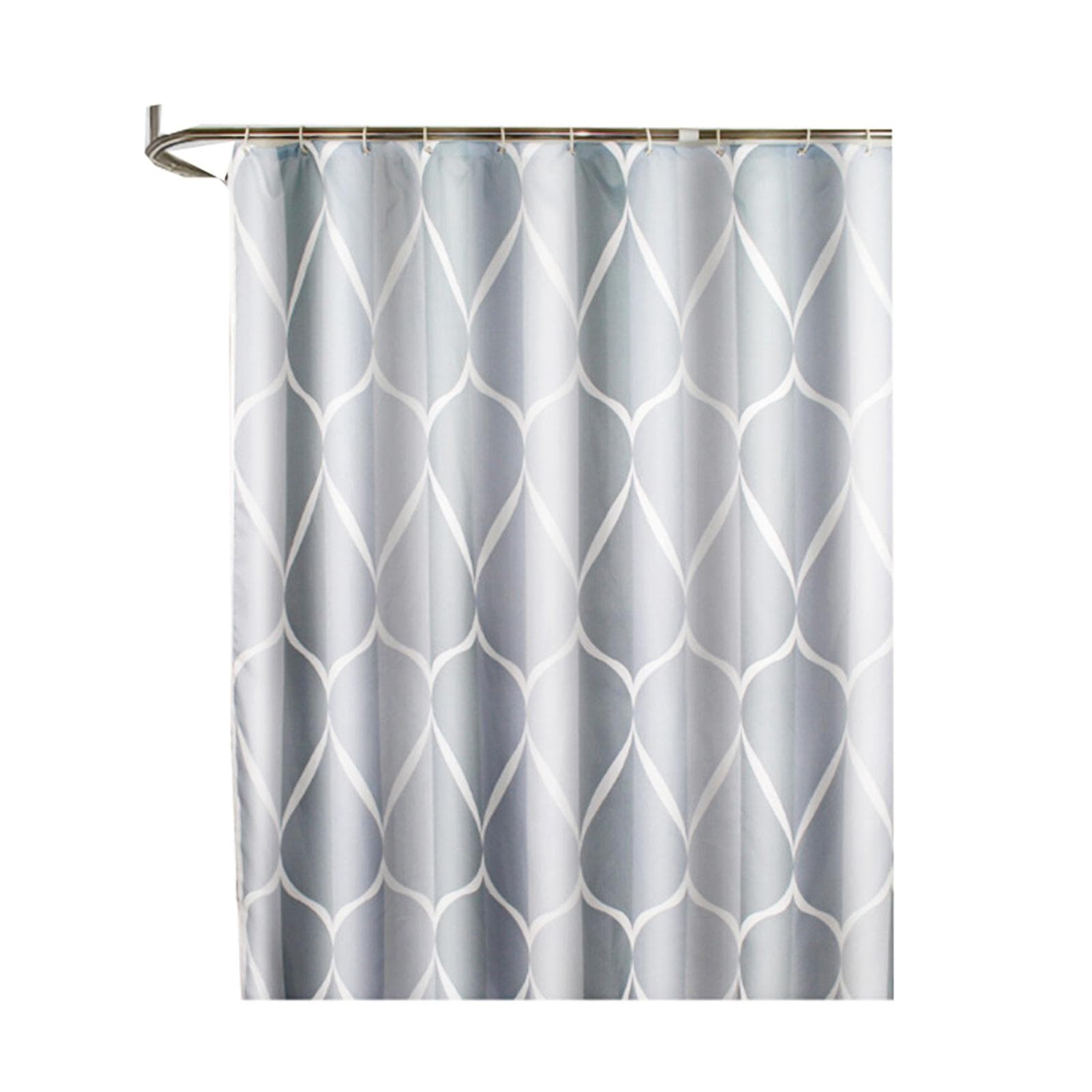 1pc Waterproof Shower Curtain with Hooks Geometric Printed Bath Curtains Water Drop Pattern 240cm * 200cm grey